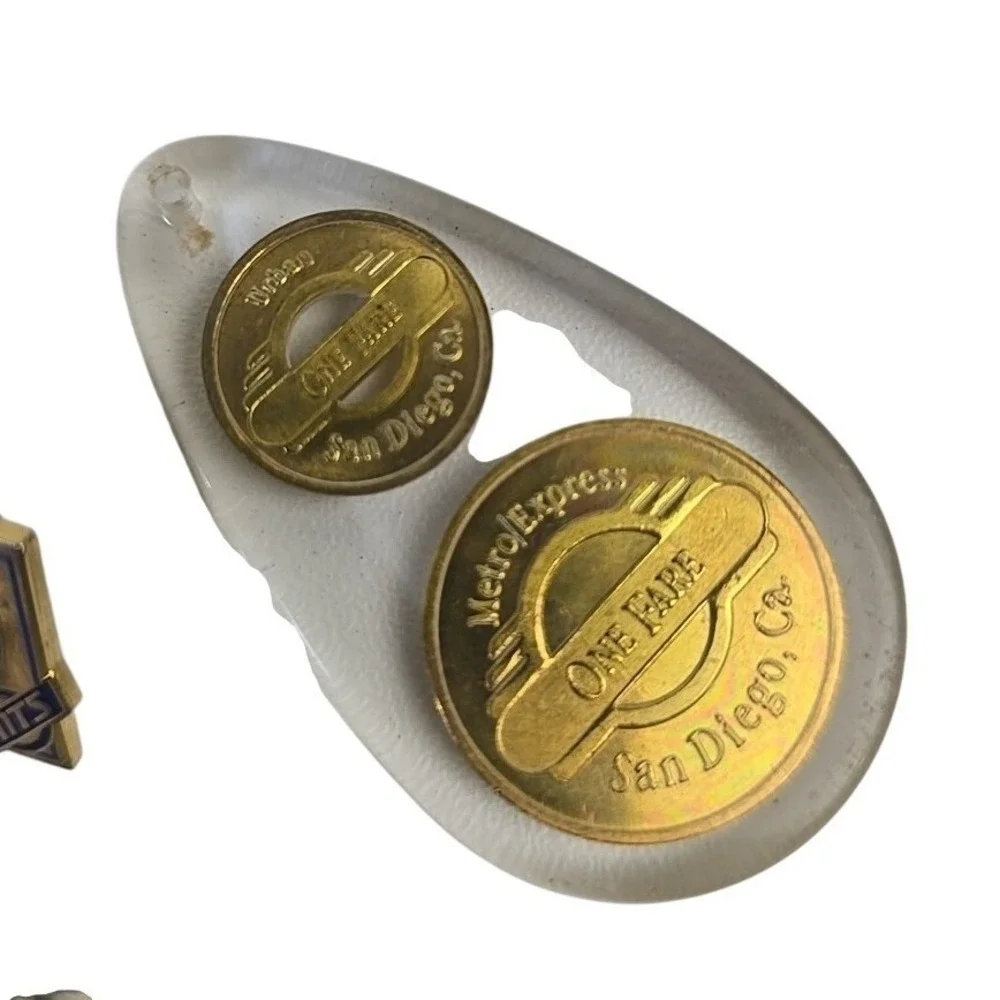MTS San Diego Transit Pins Bundle of 9 1998-2001‎ Service Awards Token Key Fobs